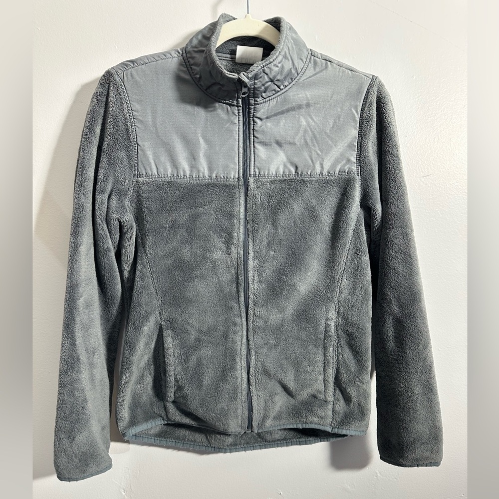LOLO Lime Women’s M Fur Lined Gray Full Zip Soft Cozy Jacket
